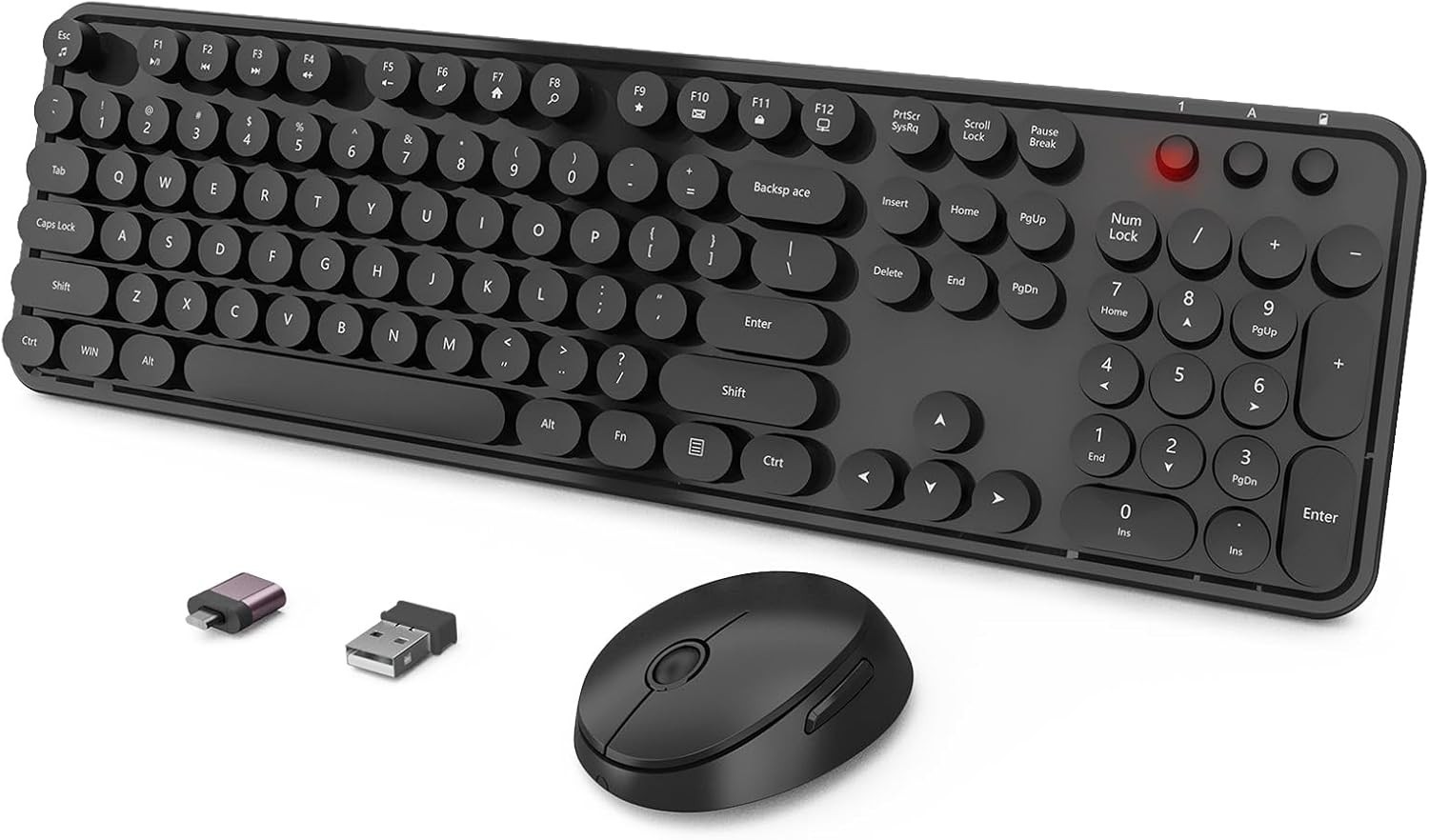 Combo de teclado y mouse inalámbricos, teclado ergonómico de tamaño completo co