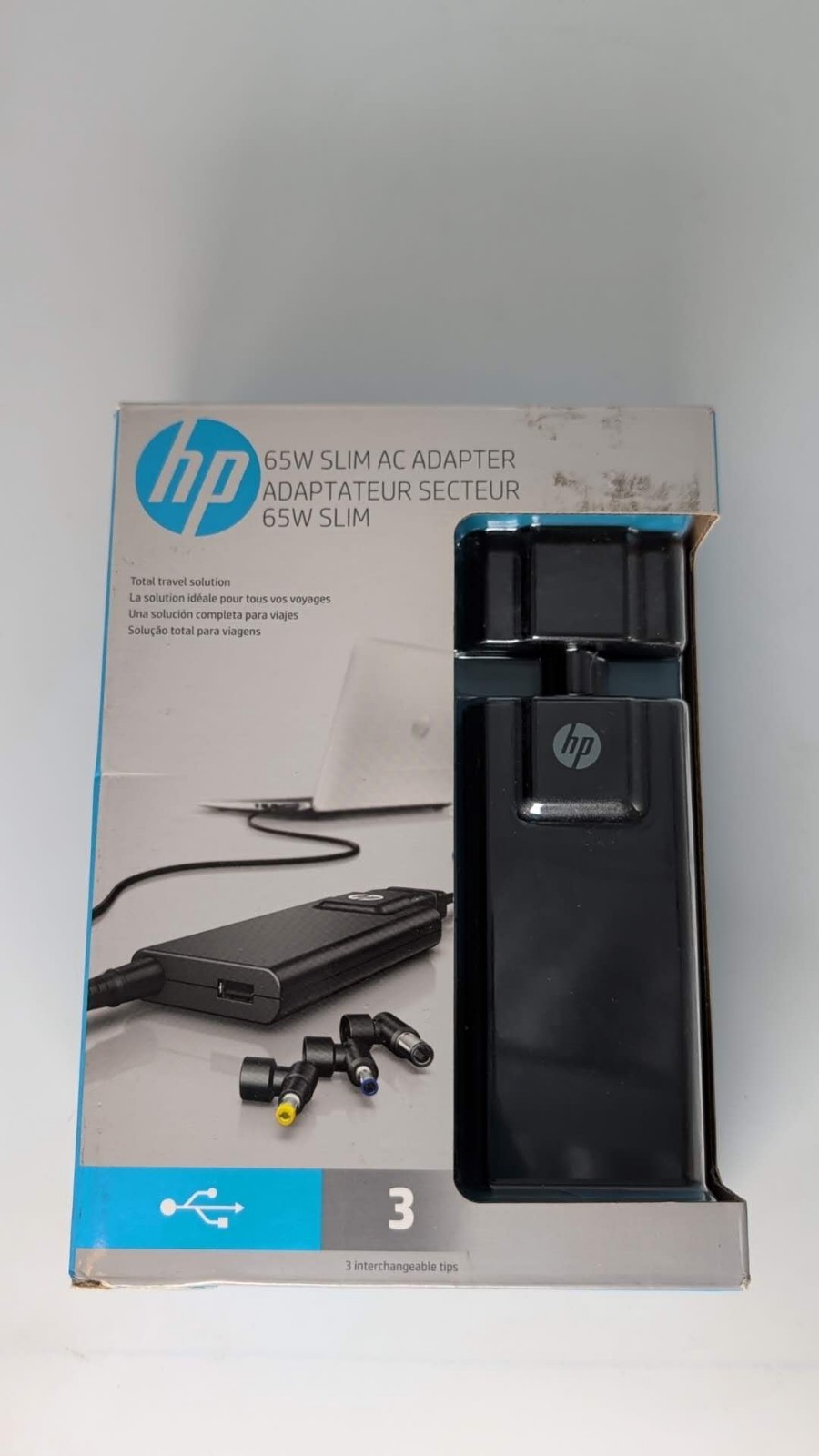 HP 65W Slim AC/Standard Laptop Power Adapter Charger for HP, Black