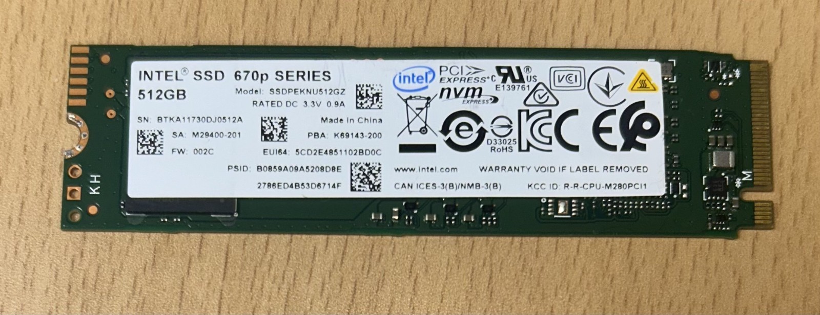 Intel 512GB SSD 670p Series NVMe PCIe M.2 Solid State Drive SSDPEKNU512GZ