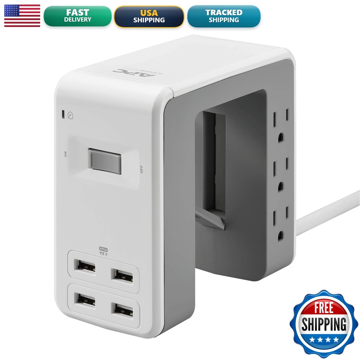 APC Desk Mount Power Station PE6U4W, U-Shaped Surge Protector USB Ports (4)