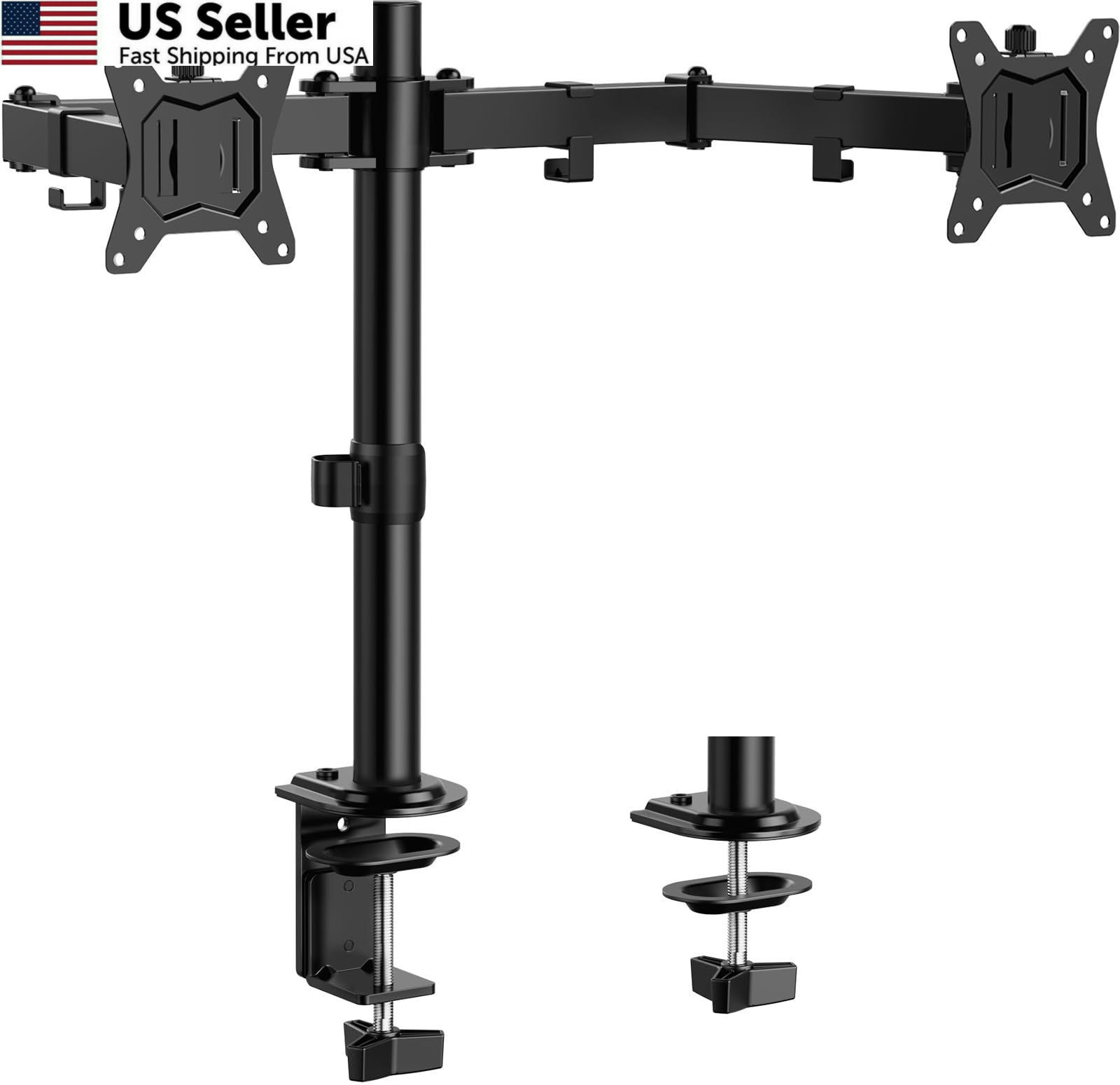 ErGear Dual Monitor Stand, Heavy Duty Adjustable 13" - 32", Black