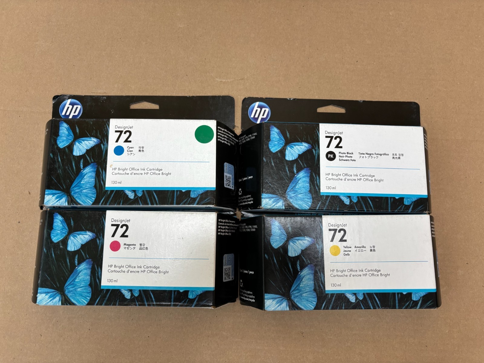 4 Genuine HP 72 DJT610 CMY & Photo Blk Inks C9371A,C9372A,C9373A,C9370A (2022)