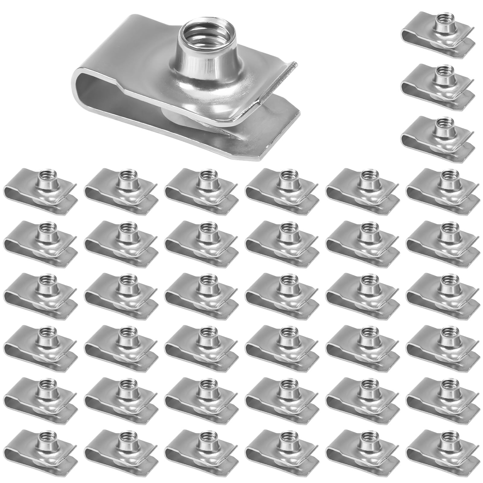 40pk 1/4"-20 U-Style Clip Nuts Stainless Steel for Panels Bumpers