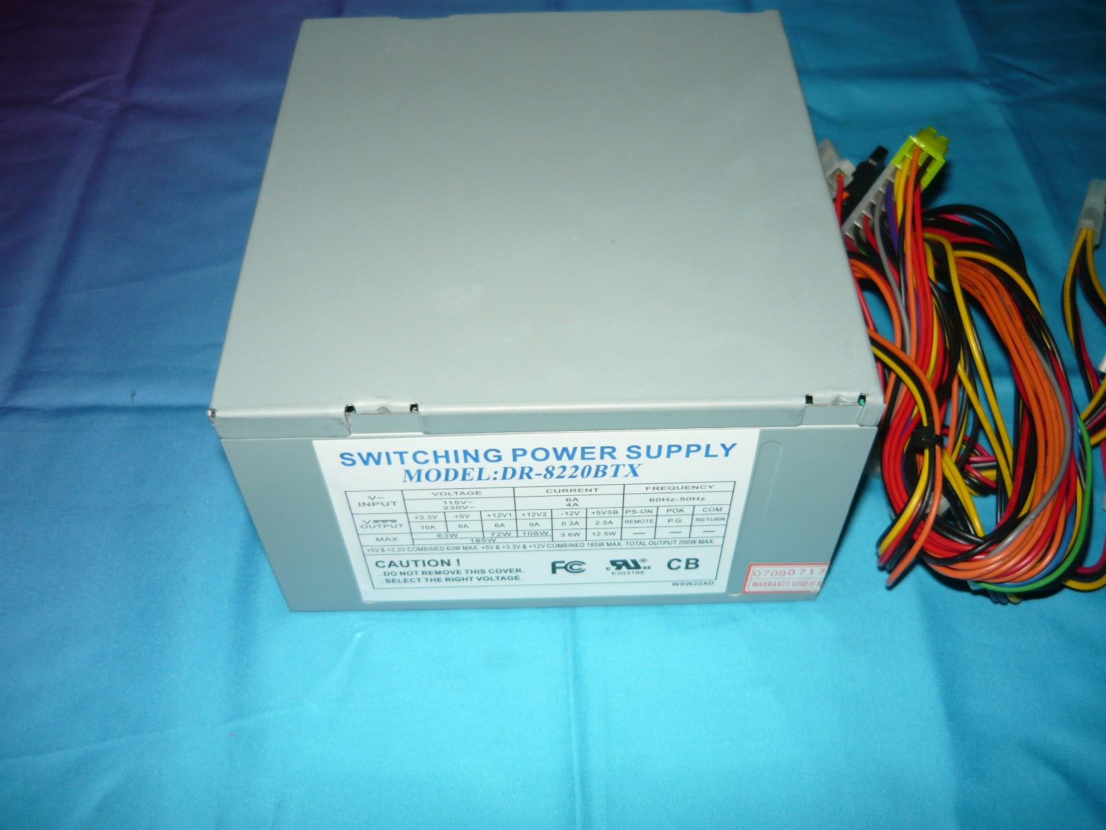 Vintage Switching Power Supply DR-8220BTX 200W ATX PSU Used