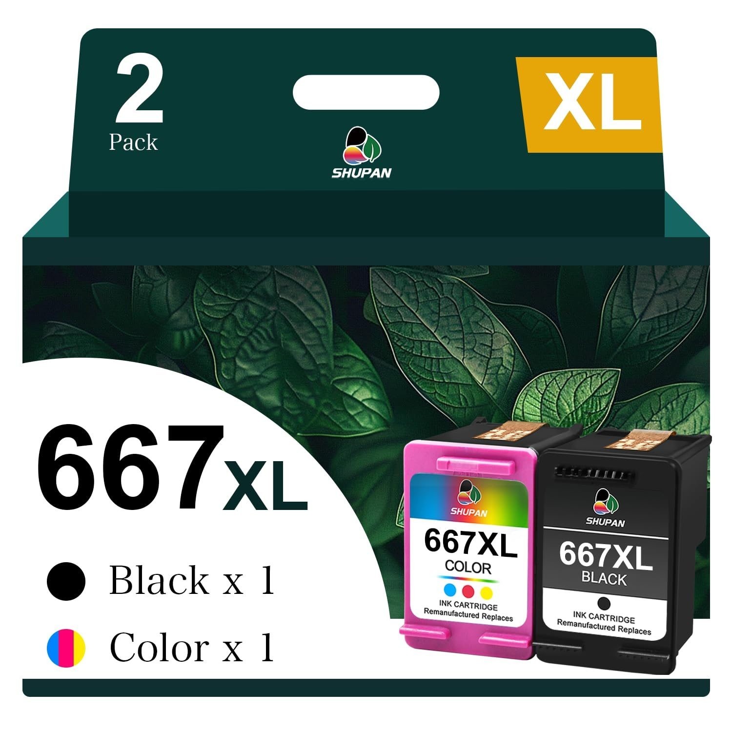 Black & Color Ink Cartridge Combo Pack Replacement for HP 667 667XL - High Yield