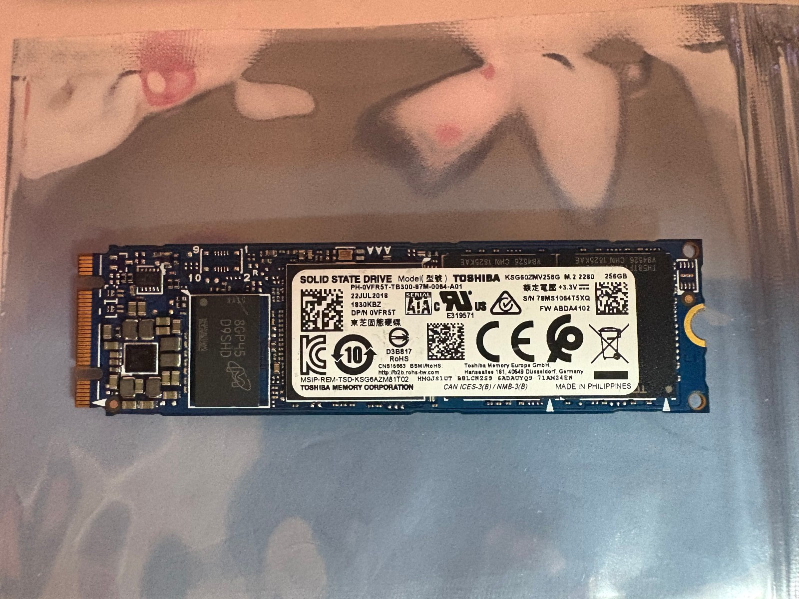 Dell 0VFR5T Toshiba KSG60ZMV256G 256GB SATA M.2 2280 SSD VFR5T