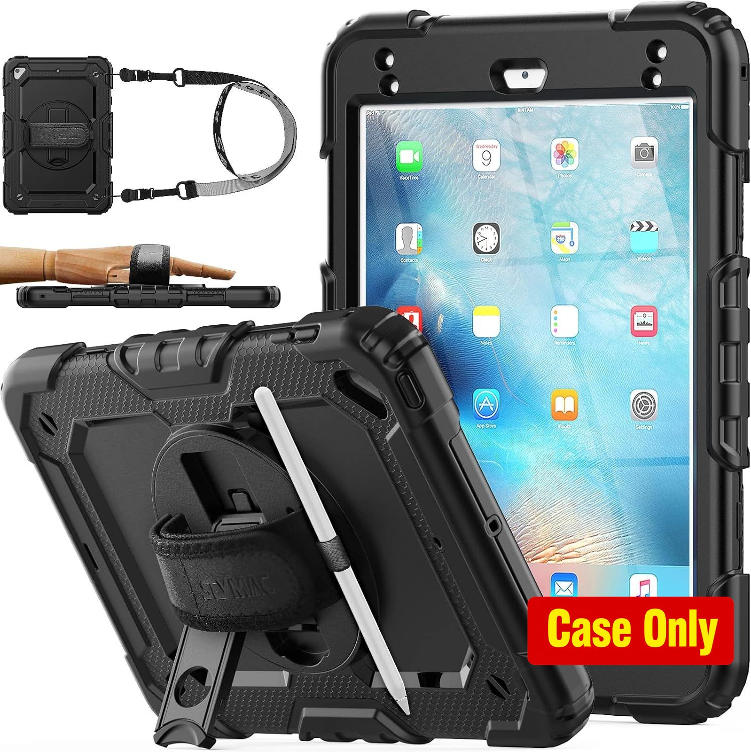 Case for iPad mini 5/4, Drop-Proof with Screen Protector and Pencil Holder