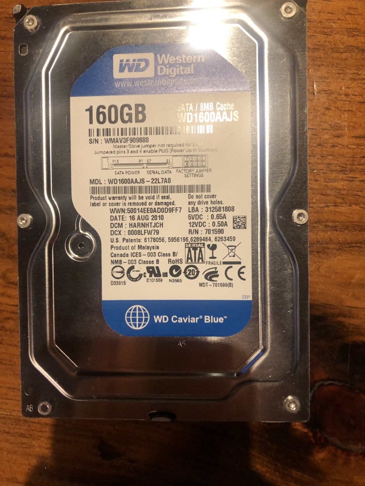 WD1600BEVS-26VAT0  HD 160GB 5400RPM SATA Laptop drive