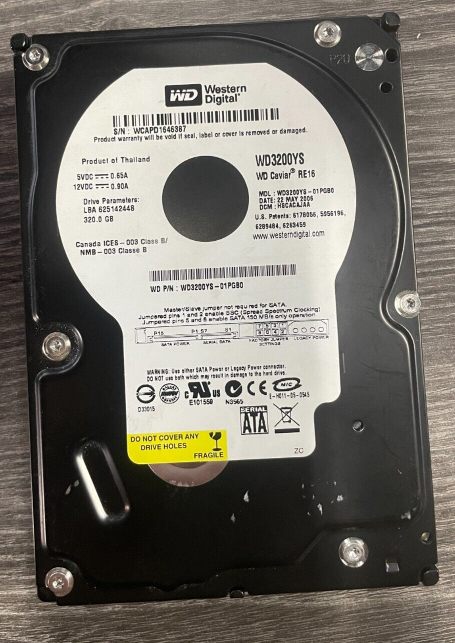 Western Digital Caviar 3.5" 320GB SATA WD3200YS-01PGB0 16MB Cache