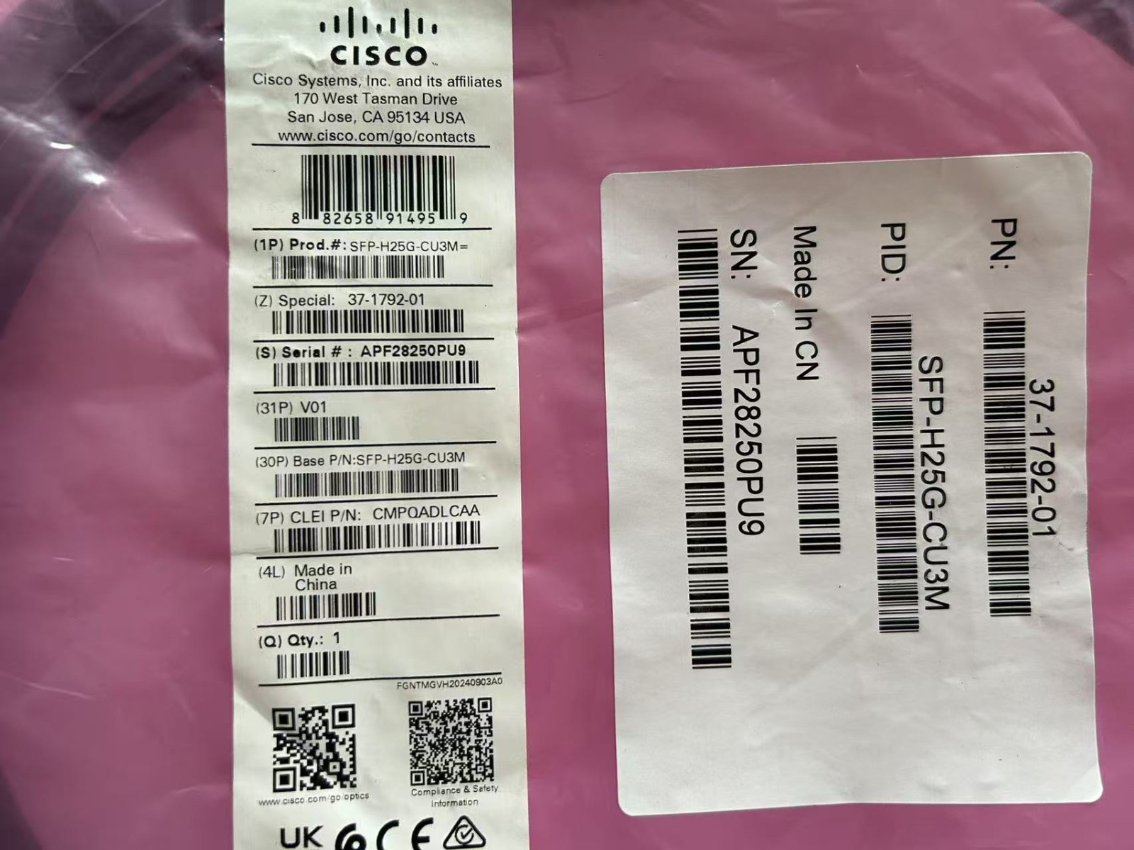 NEW cisco SFP-H25G-CU3M original 25GBASE-CU SFP28 Cable 3 Meter cable