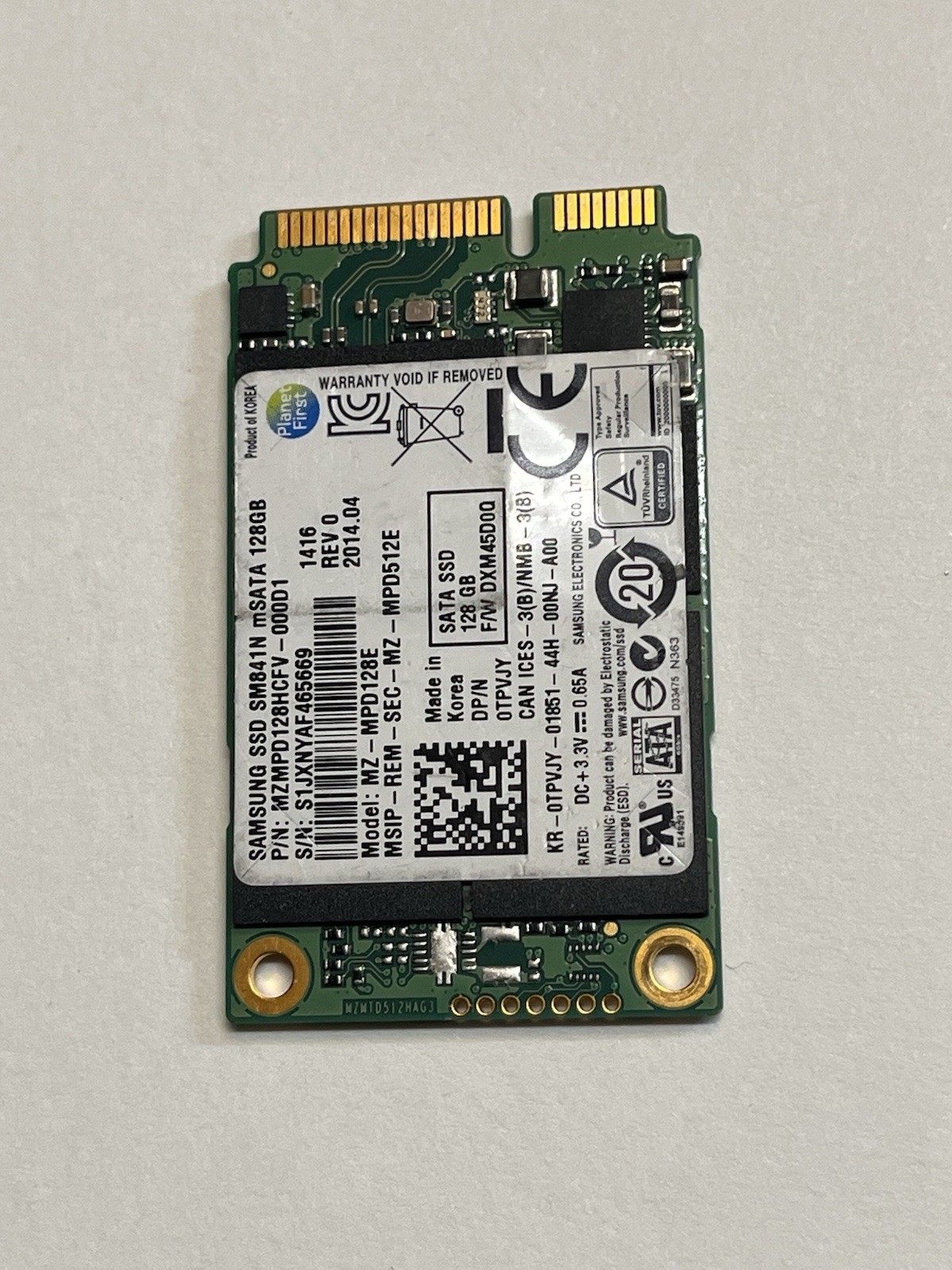 Samsung SM841N 128GB mSATA SSD MZ-MPD128E MZMPC128HCFV Dell 0TPVJY