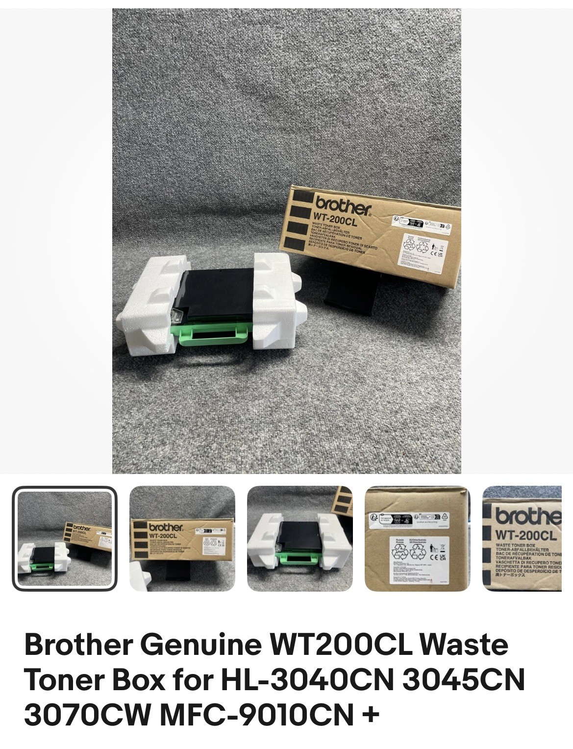 Brother Genuine WT200CL Waste Toner Box for HL-3040CN 3045CN 3070CW MFC-9010CN +