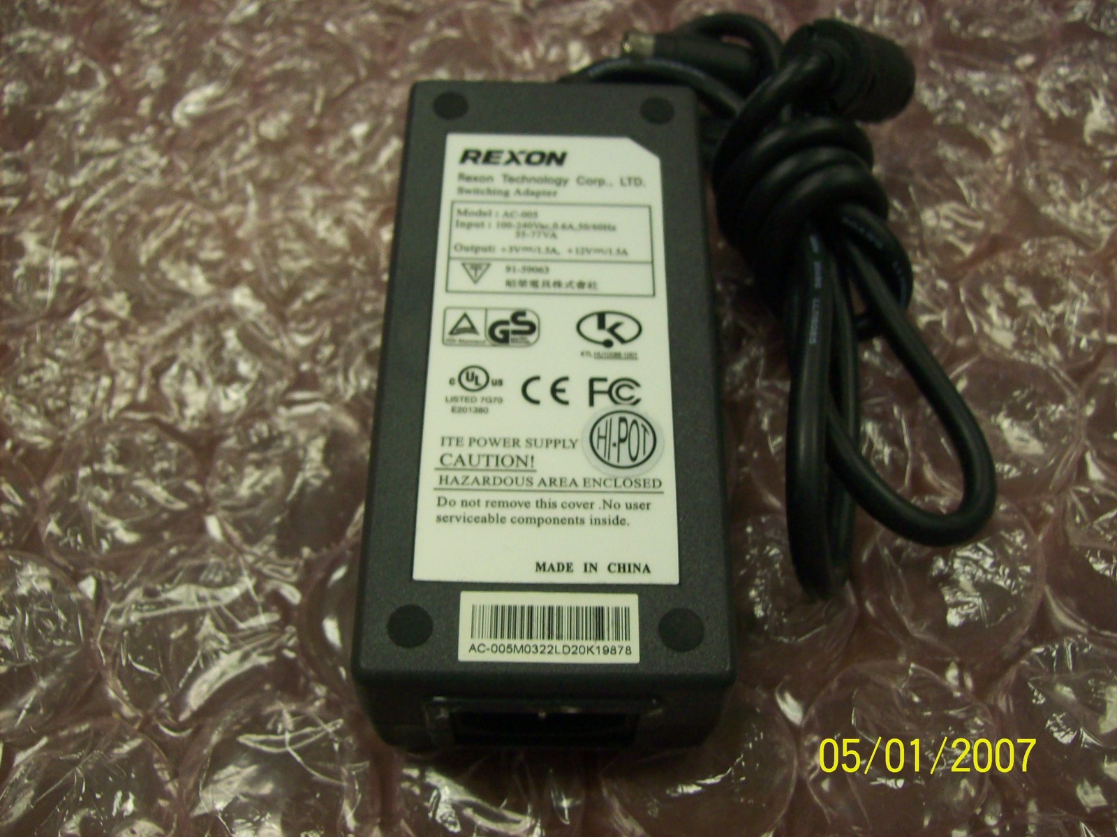 Rexon Technology Corp LTD AC-005 Used Working Switching Adapter