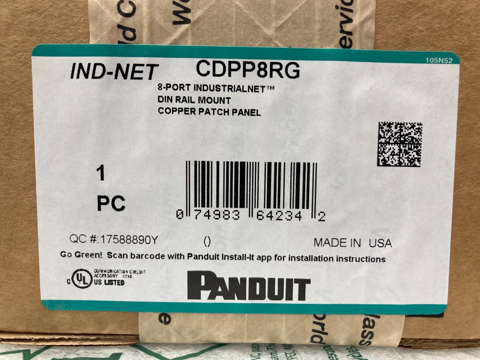 Panduit CDPP8RG DIN Rail Mount Copper Patch Panel 8-Port- New NIB Factory Sealed