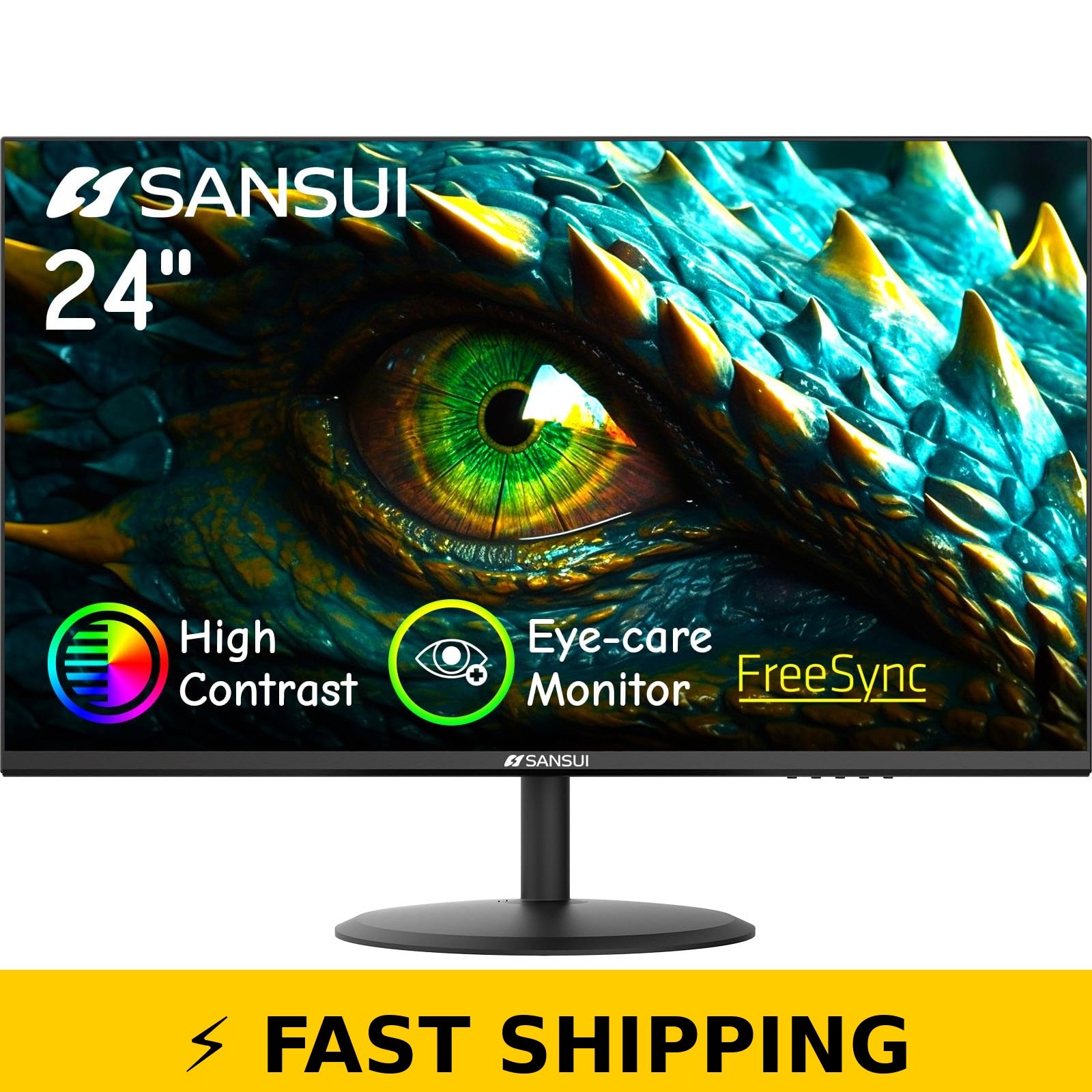 SANSUI 24" FHD Eye Care Monitor with HDMI and VGA Ports