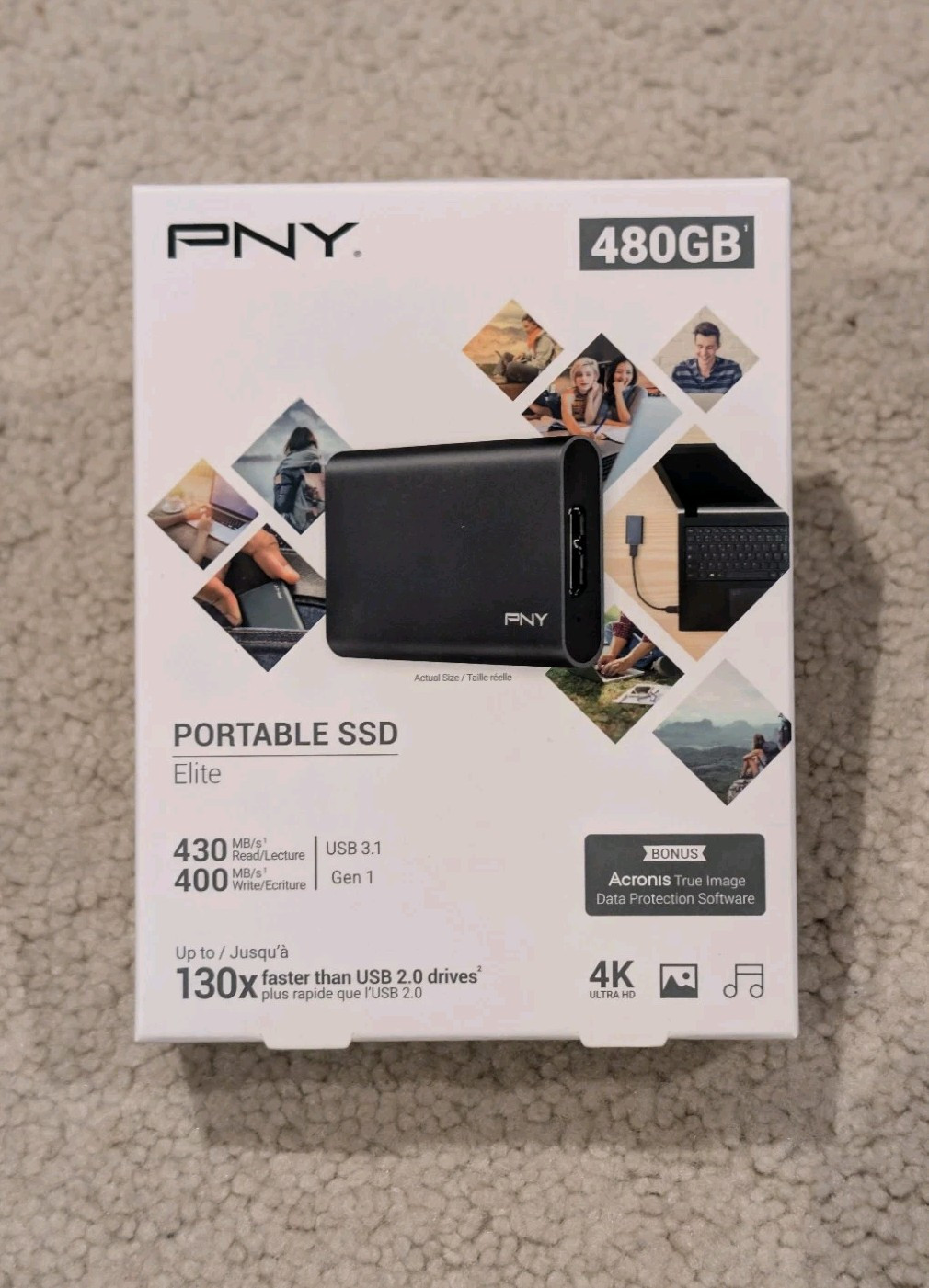 PNY Elite 480GB External 2.5" SSD USB 3.0 (PSD1CS1050-480-FFS) PC/Mac PS4 XBOX