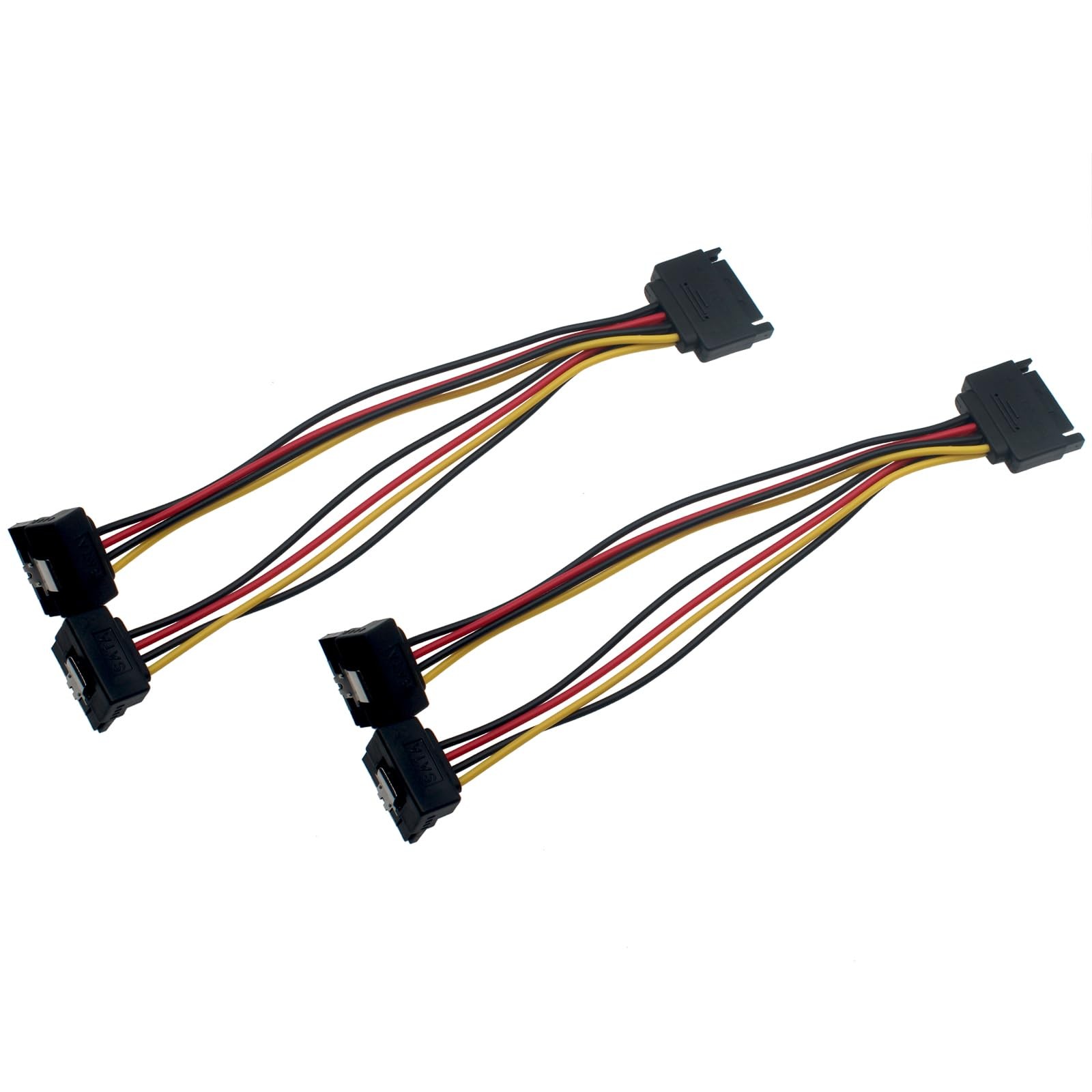20 CM 15 Pin Male to Dual Female SATA Down Angle Connectors Power Cable for H...