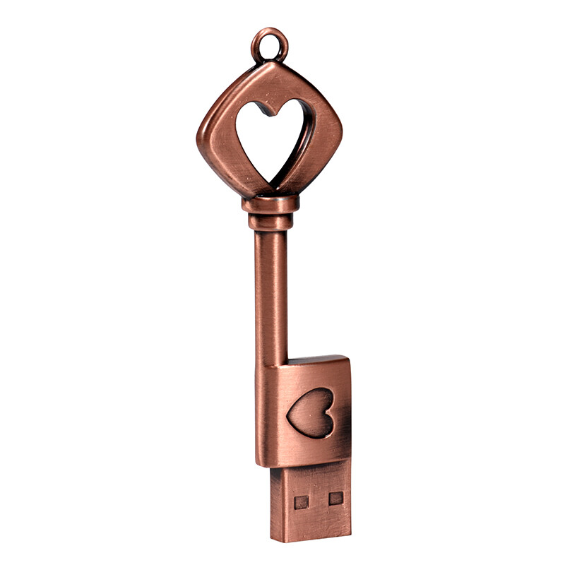 Free logo metal thumb drive Gift key USB 2.0 flash drive 64GB Heart pen drive 8G