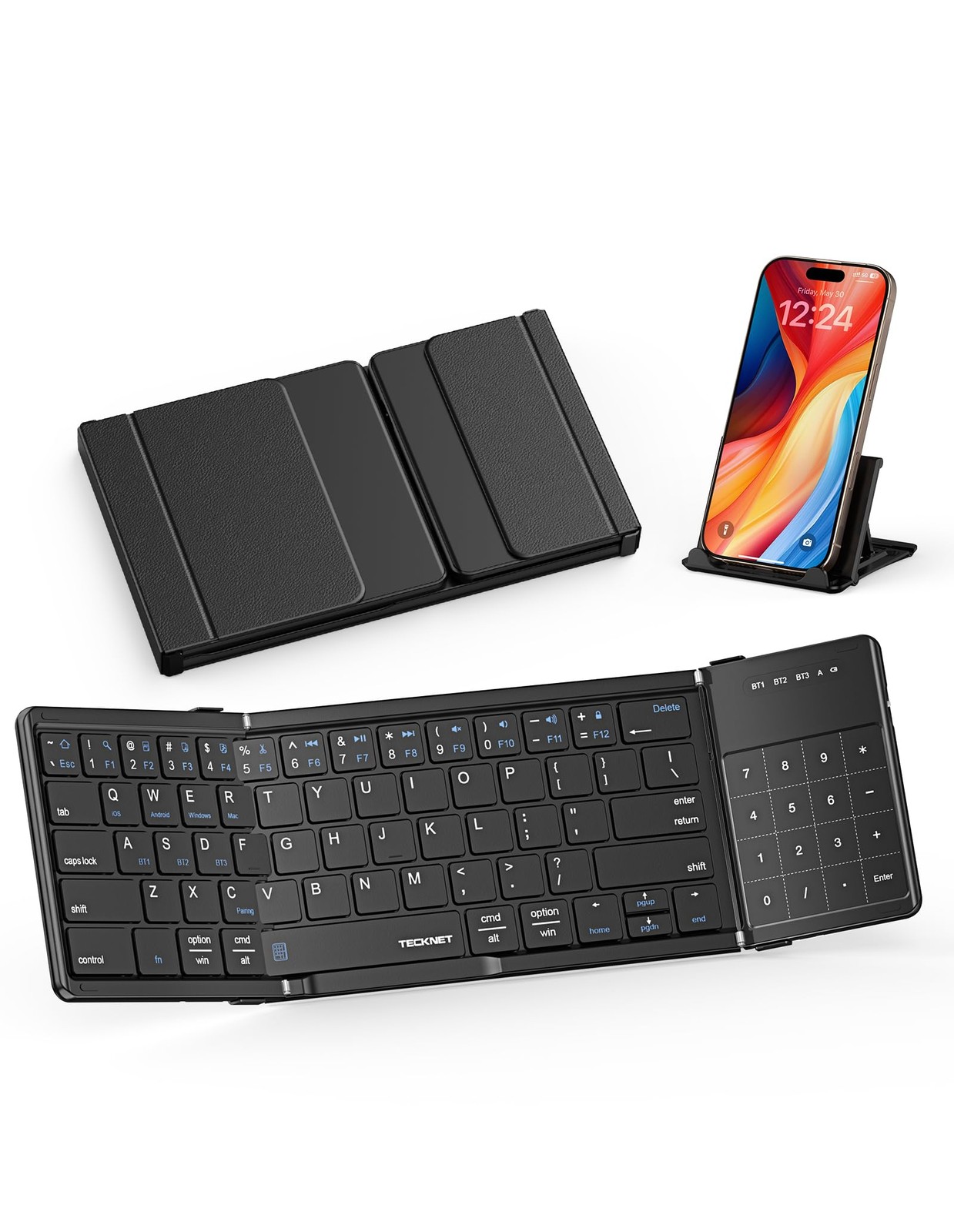 Foldable Bluetooth Keyboard With Touchpad Numpad Portable Wireless Travel