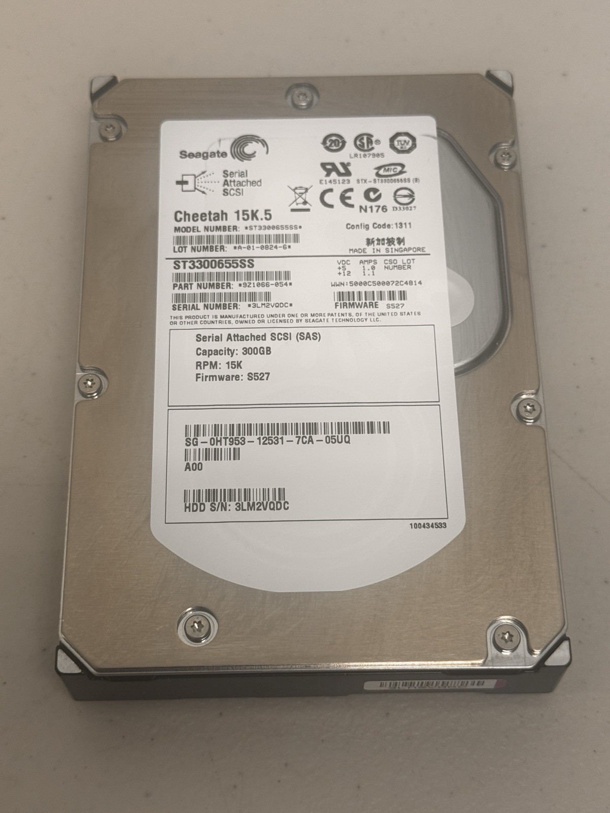 Seagate Cheetah 300GB 15K.5 HDD,  ST3300655SS,  9Z1066-054,  3.5" Hard Drive