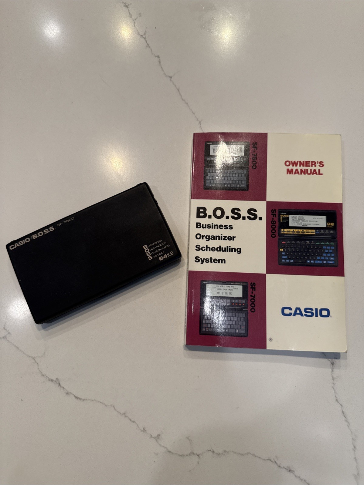 Casio Boss 64 KB Vintage SF-7500  DIGITAL DIARY w/Manual Powers On Display Issue