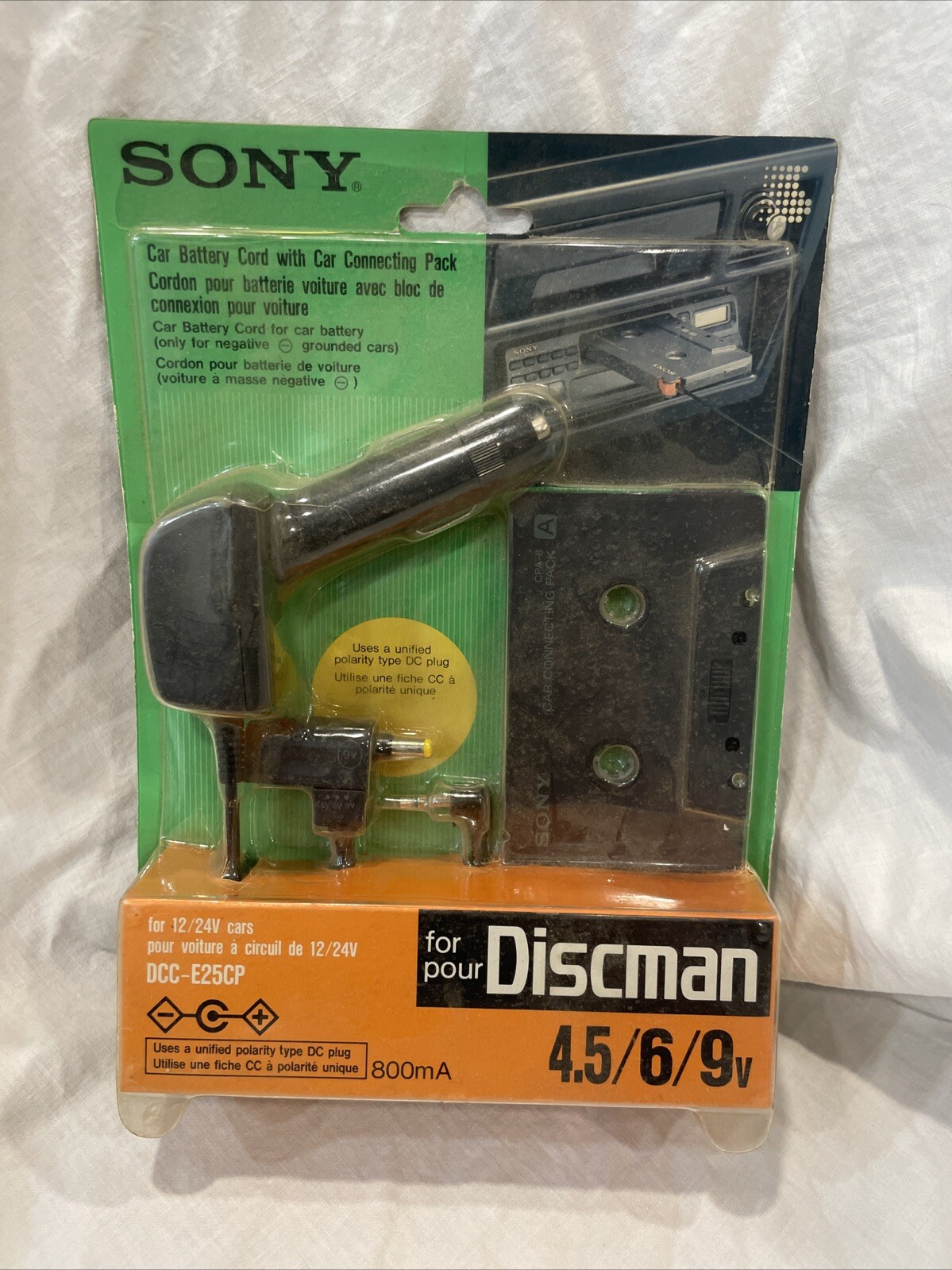 Vintage Sony DCC-E25CP Discman Charger & Cassette Tape Auxiliary Adapter - New