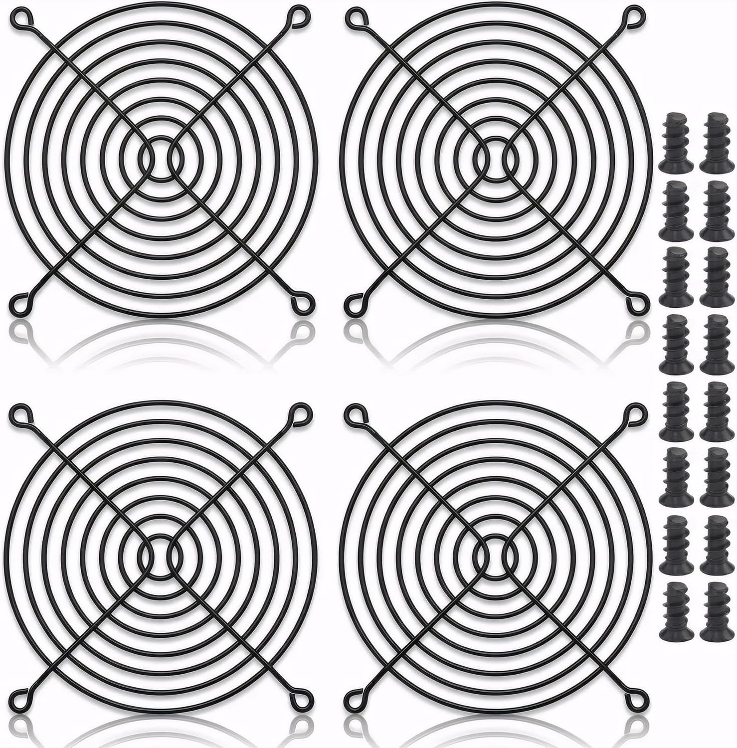 4pcs 120mm Fan Grill Guard Black with Screws