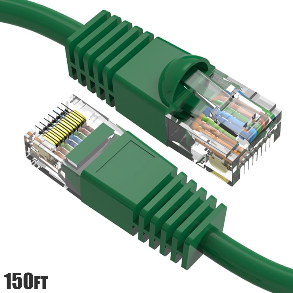 150FT Cat6 RJ45 Ethernet LAN Network UTP Snagless Patch Cable Pure Copper Green