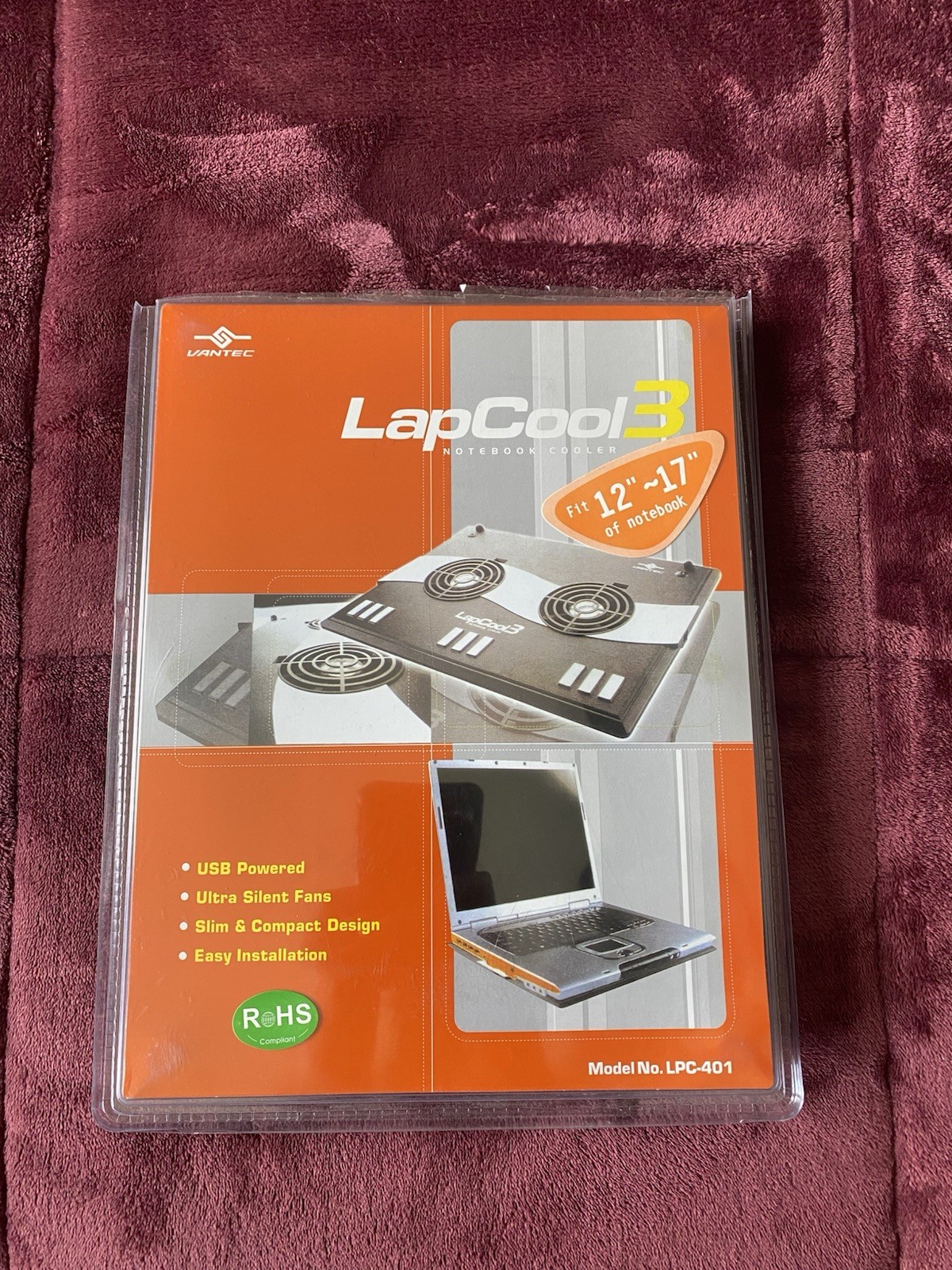 Vantec LapCool 3 USB-Powered 3-Fan Notebook Cooler 12-17in Black/Silver