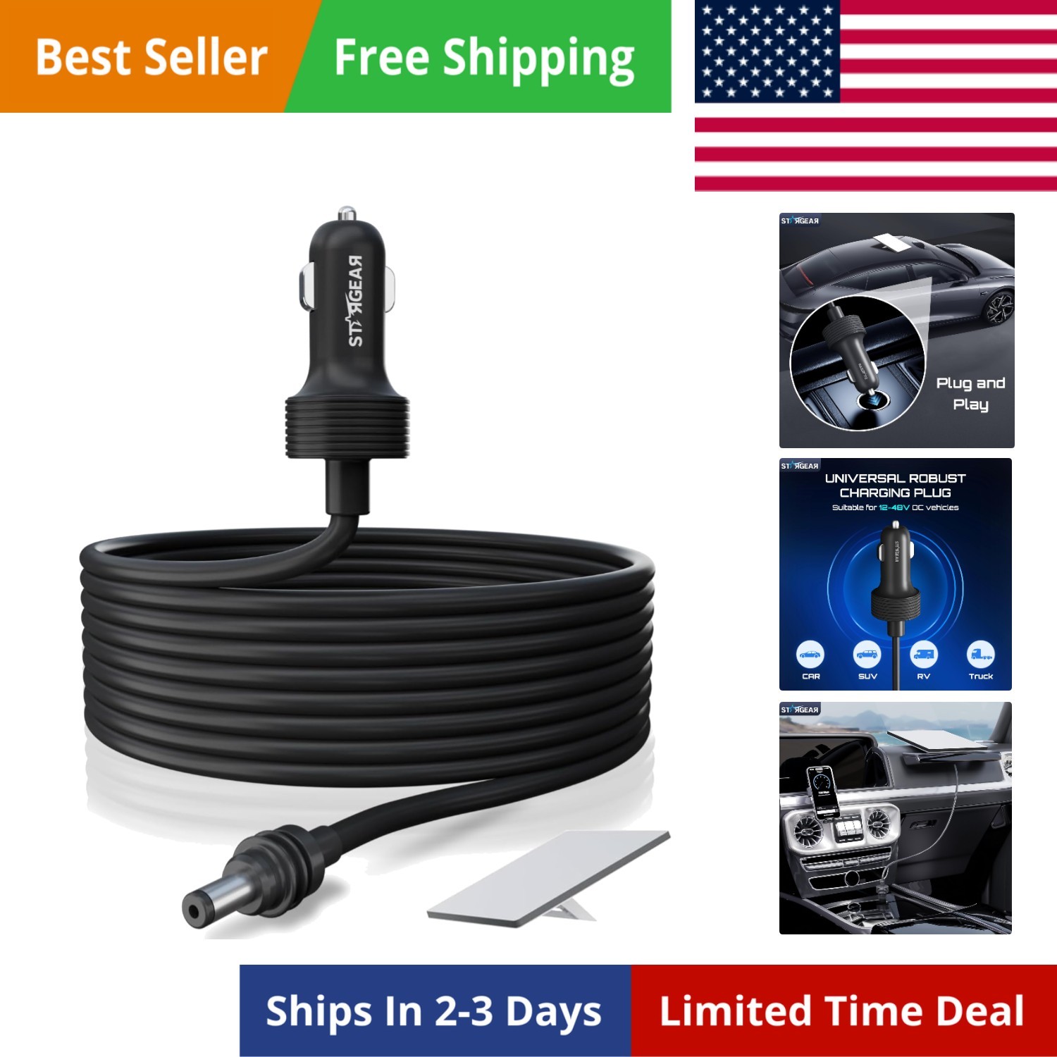 Starlink Mini Cable 12V 5M/16.4FT, Starlink Mini Accessories 16AWG Cigarette ...