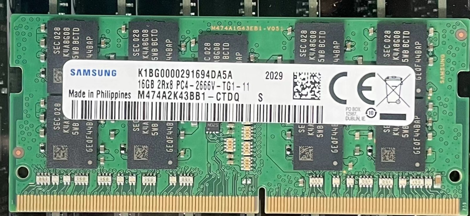 Samsung 16GB DDR4 2666 Laptop ECC SODIMM RAM M474A2K43BB1-CTD for DELL HP Lenovo