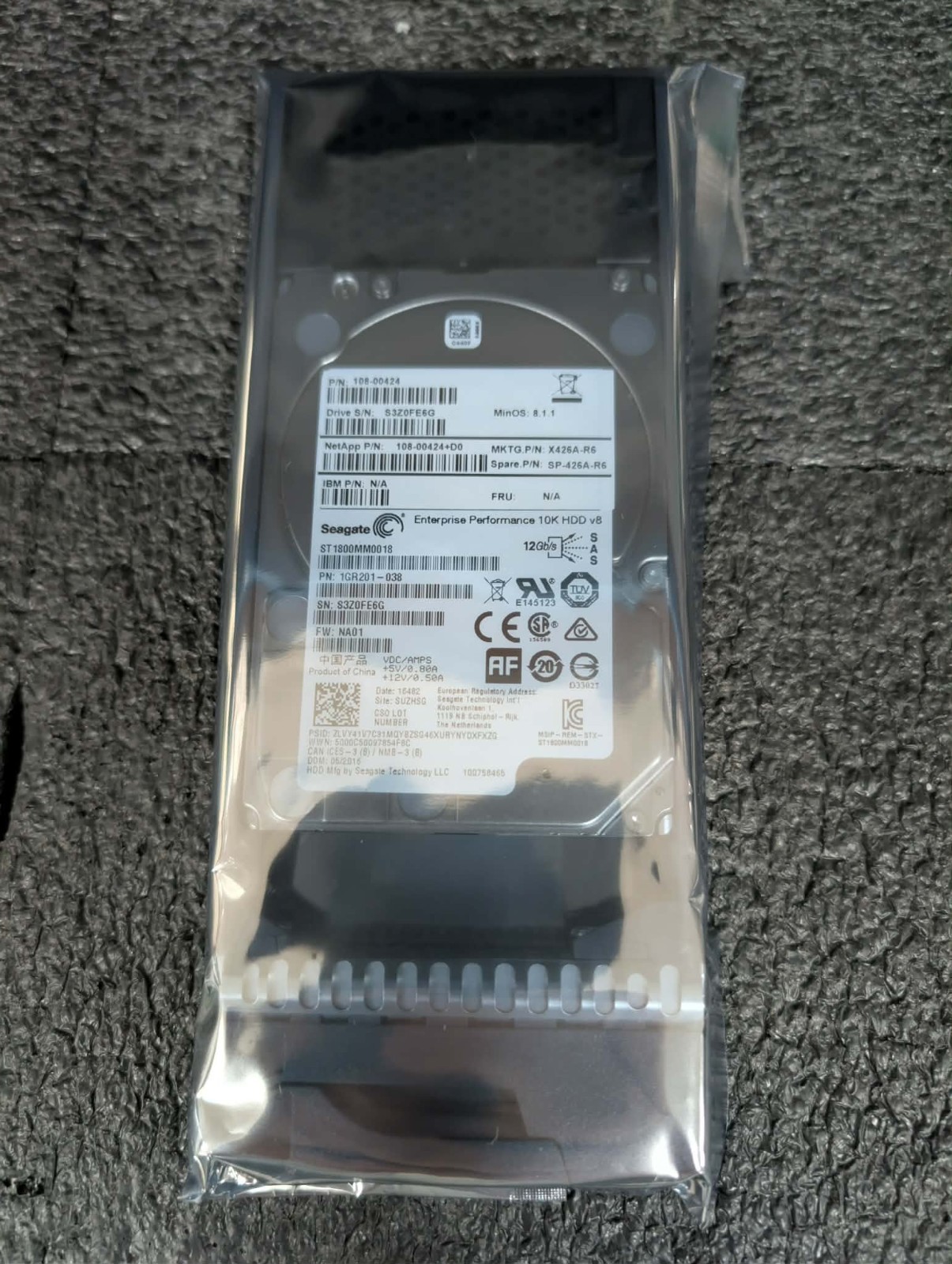 NetApp X426A-R6 SP-426A-R6 108-00424 1.8TB 10K SAS storage hard drive