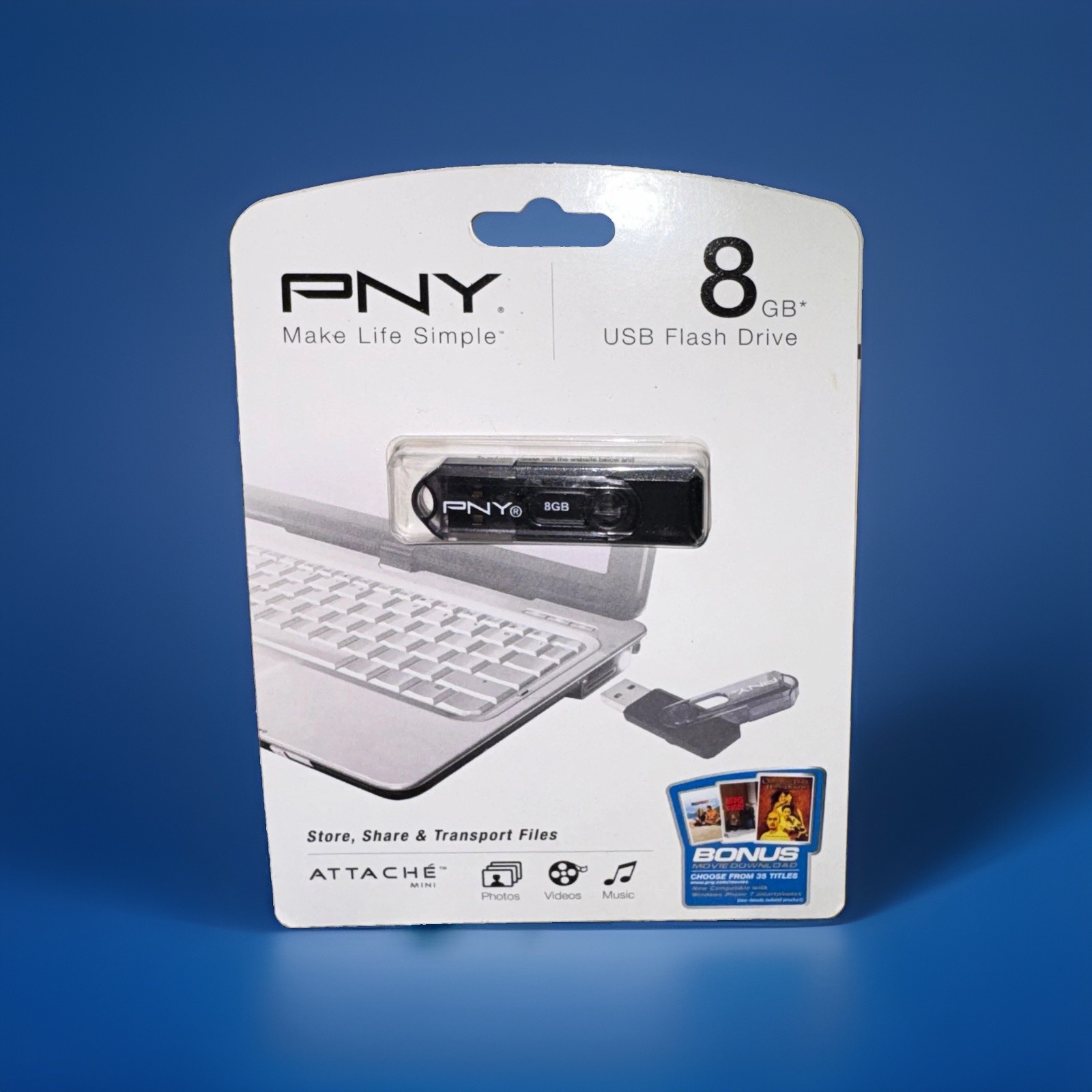 PNY Attache Mini 8GB USB 2.0 Flash Drive, Black (P-FD8GB/MINI-EFS2)