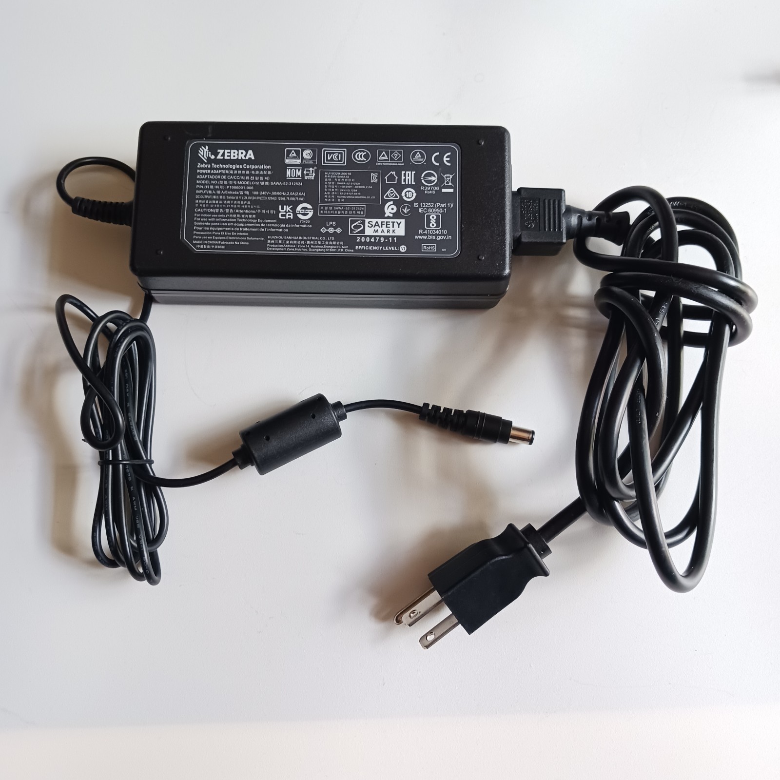 ORIGINAL ZEBRA AC Adapter Power Supply 24V 3.12A 75W for ZD420 ZD620 ZD421 ZD621