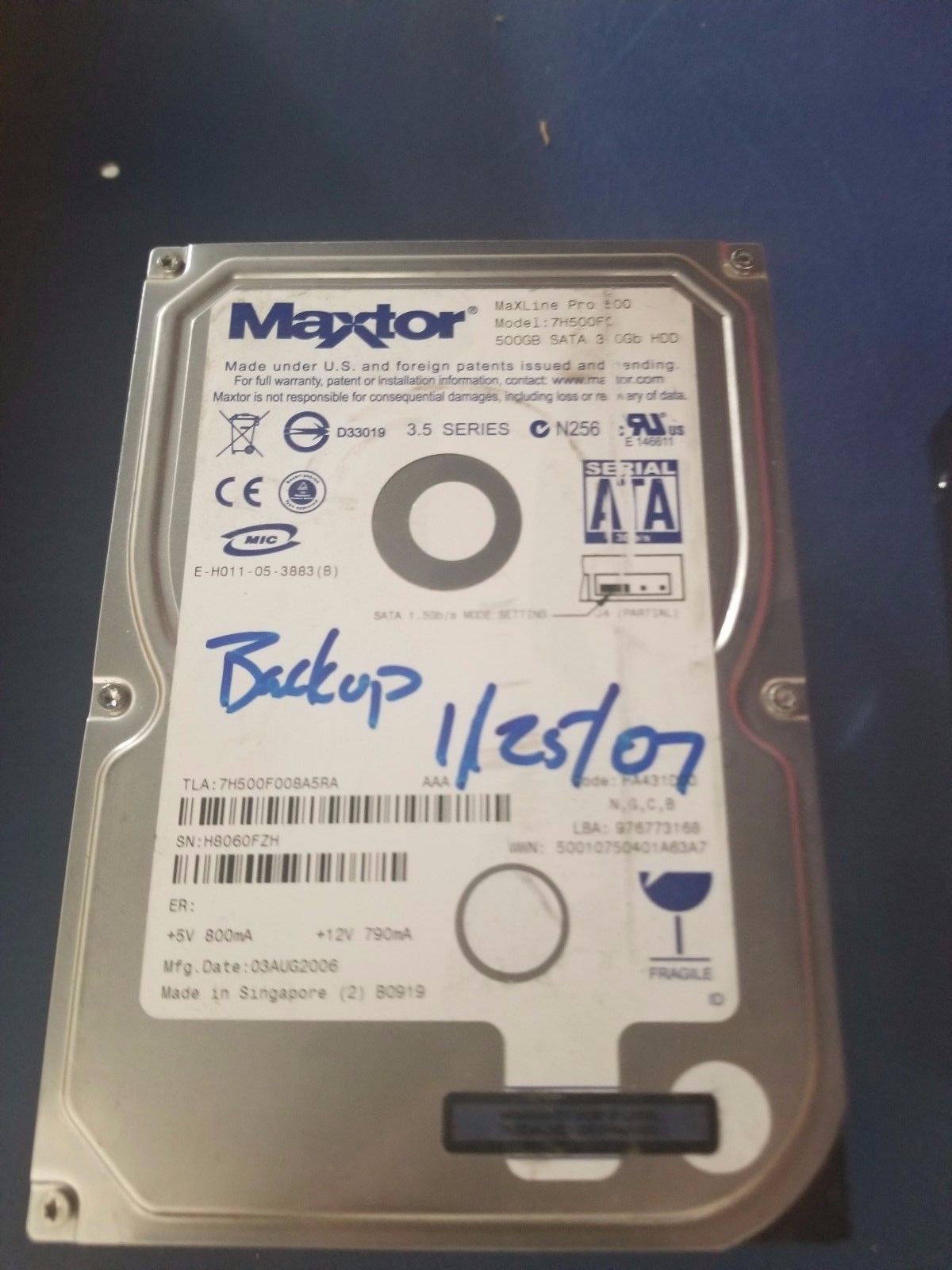 Maxtor MaxLine Pro 7H500F0 500GB 7200RPM SATA 3.5" HDD