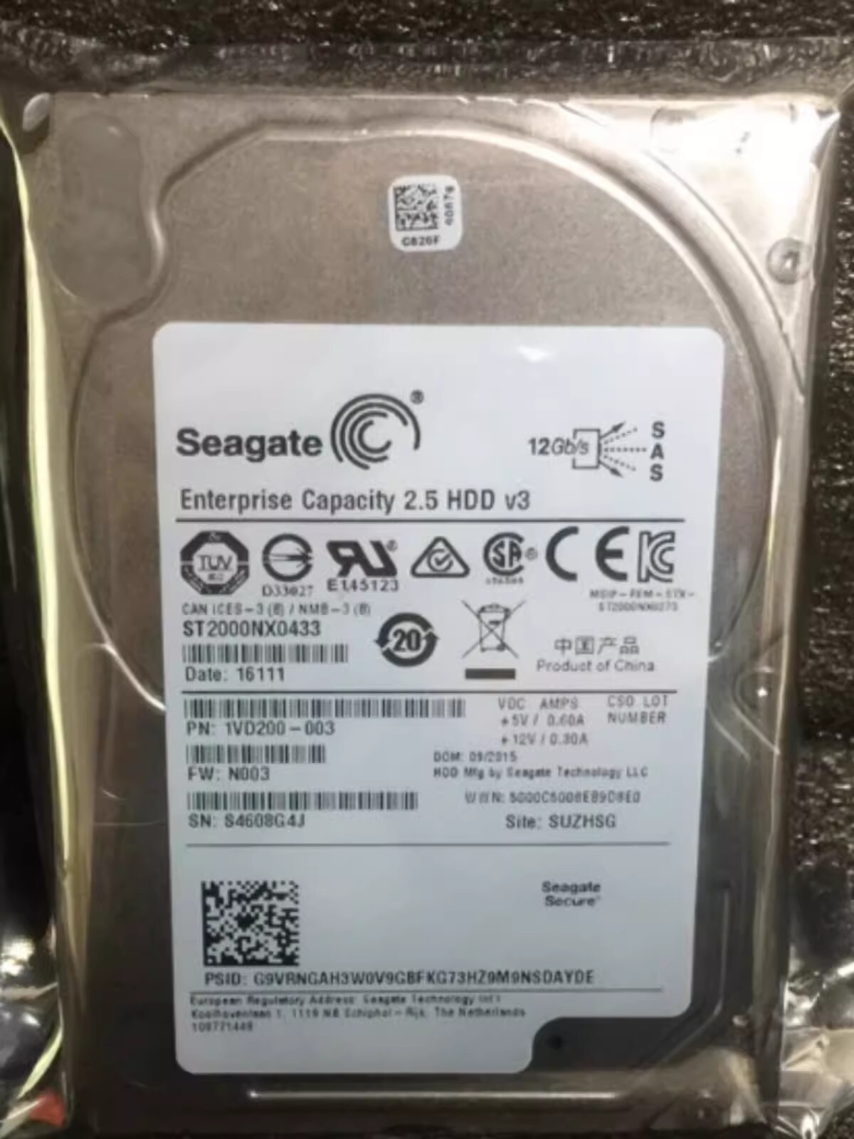 FIT FOR Seagate ST2000NX0433 2TB 7200RPM 128MB SAS 12Gb/s 2.5"15mm EnterpriseHDD