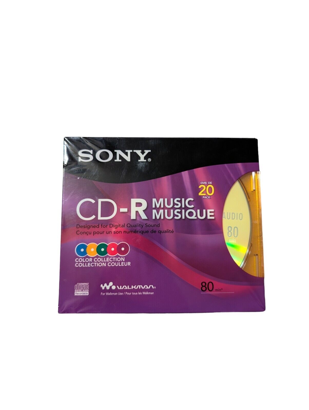 Sony CD-R Music CDs 20 Pack Slim Color Jewel Cases 80 Min 20CRM80LX2 Walkman 