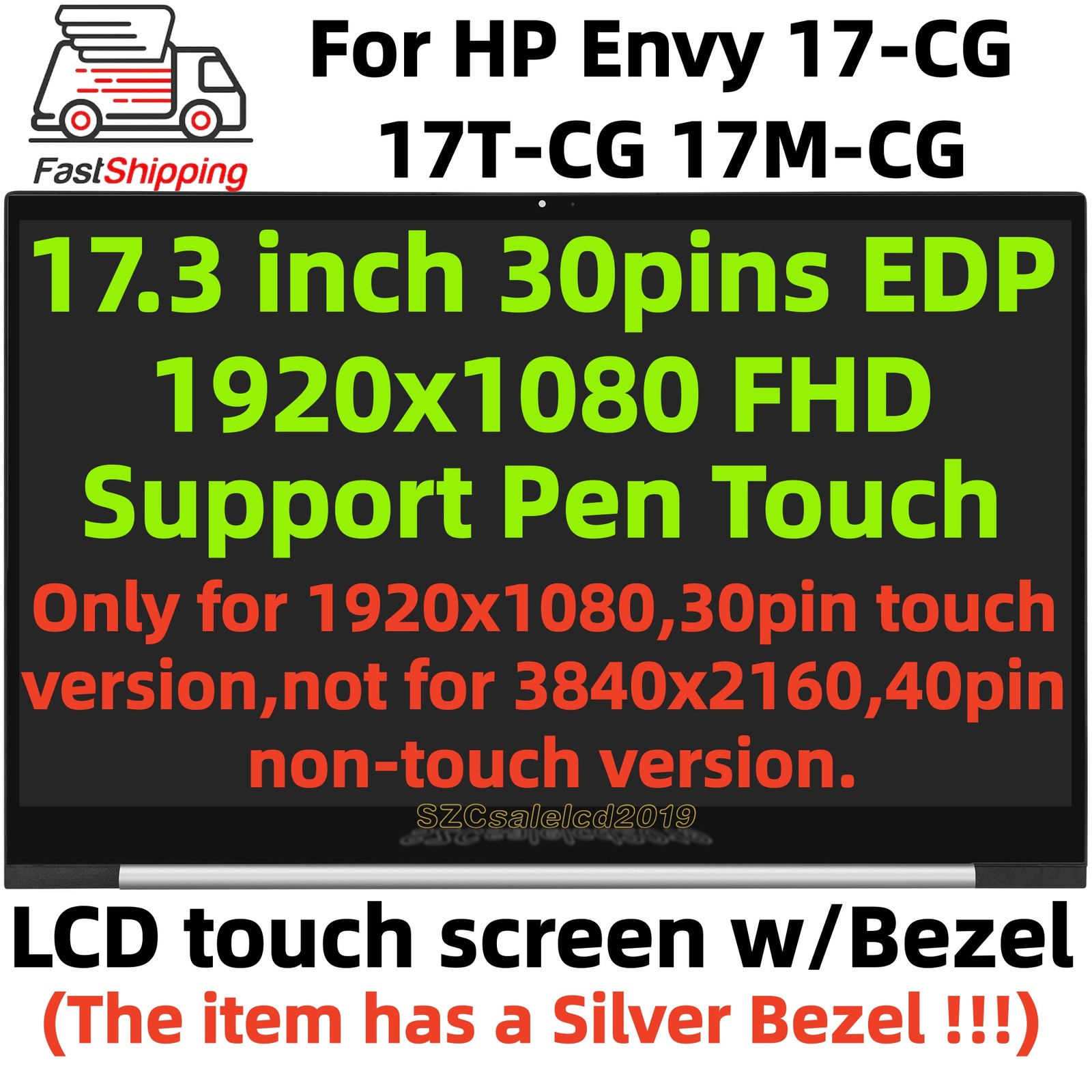 For HP ENVY 17-CG 17-CG1075CL FHD LCD Display Touch Screen Replacement w/Bezel
