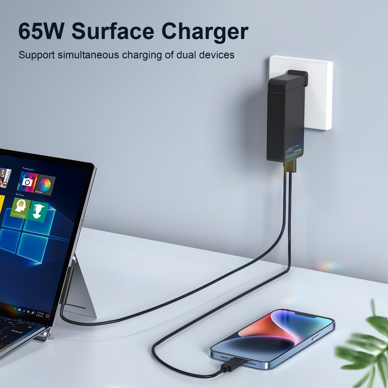 Surface Charger 65W Replacement AC Adapter for Pro 9 8 7 Laptop Book Go USB Port