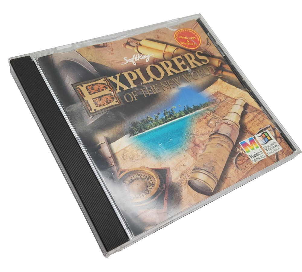 Explorers of the New World ~ SoftKey 2001 ~ PC CD-ROM ~ VTG Educational History