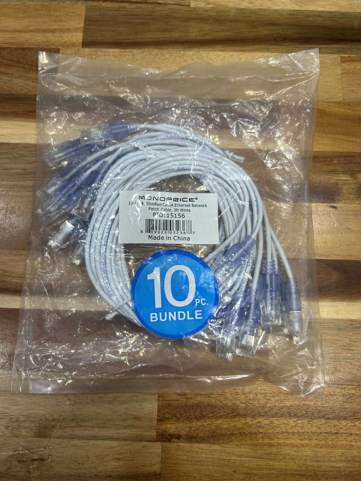 MONOPRICE 10 Pack. Slim Run Cat 6A Ethernet Network Patch Cable , 3 ft. White. 