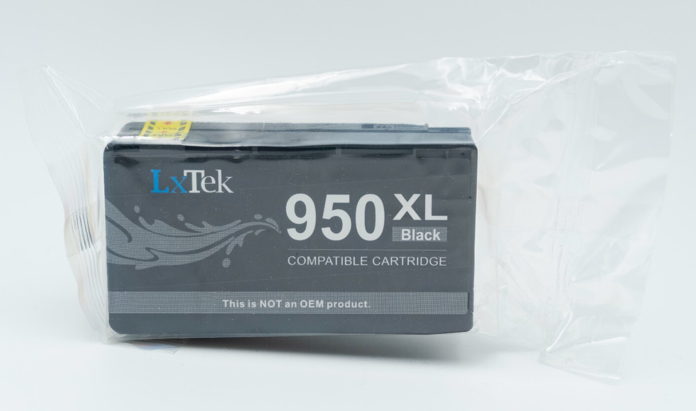 LxTek 950XL Black printer ink cartridge, Factory Sealed Bag
