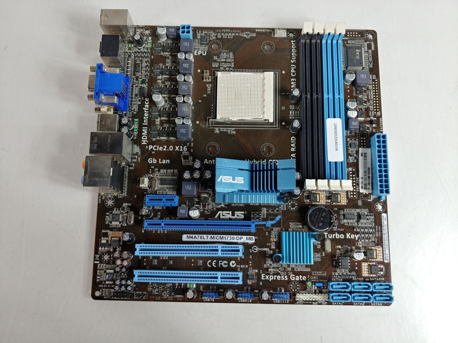 Asus  M4A78LT-MCM1730  Socket AM3 DDR3 SDRAM Desktop Motherboard w/ I/O shield