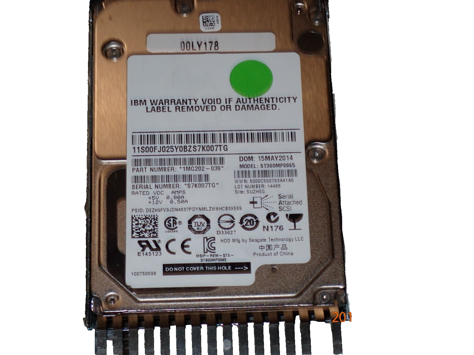 IBM 00LY178 300GB 15000RPM 2.5-Inch SAS 6Gb/s HDD Hard Disk Drives ST300MP0065