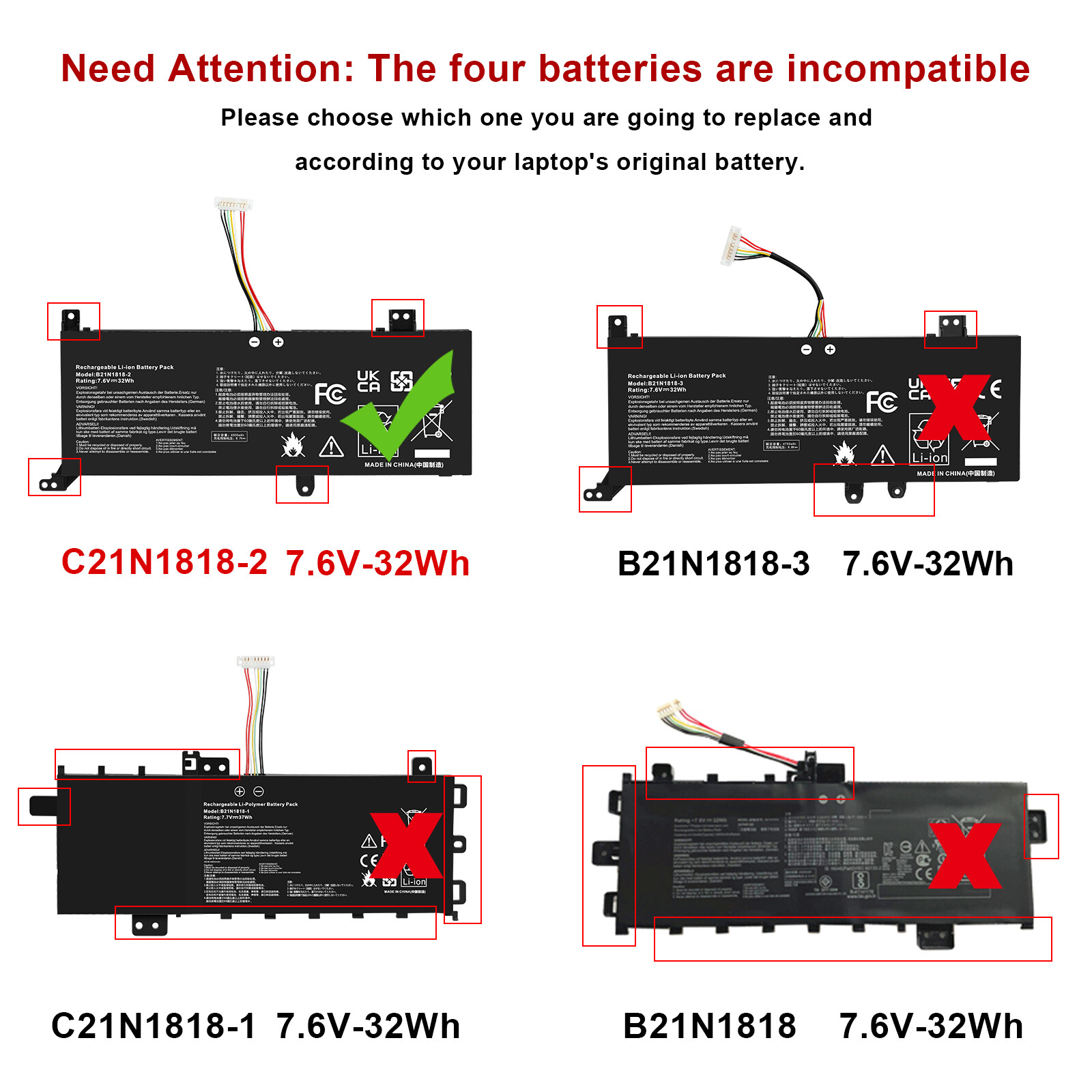 B21N1818-4 B21N1818-1 B21N1818-2 Battery For VivoBook 14 15 17 X412 X512 X712
