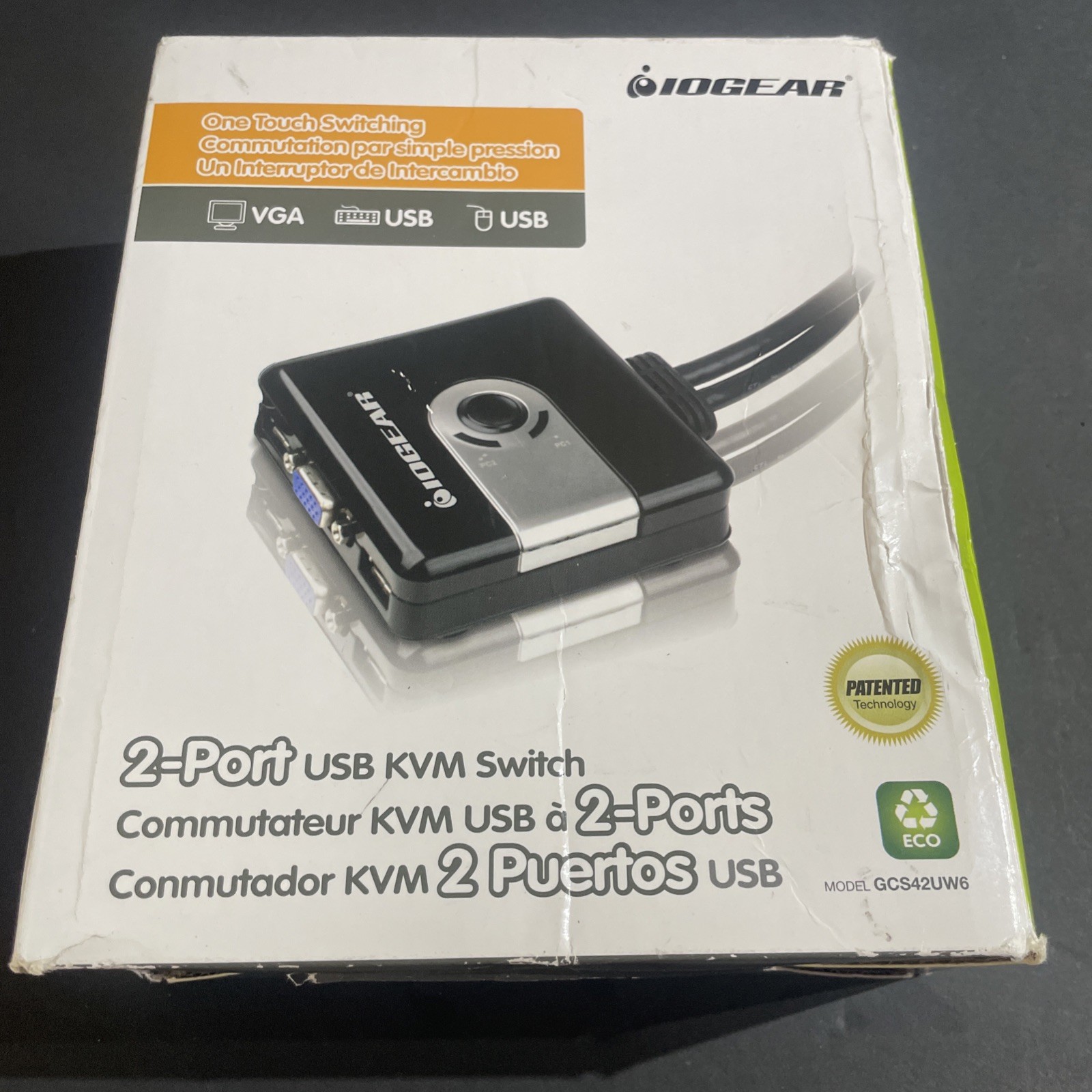 IOGEAR GCS42UW6 KVM Switch 2-PORT USB VGA CABLE KVM SWITCH NEW