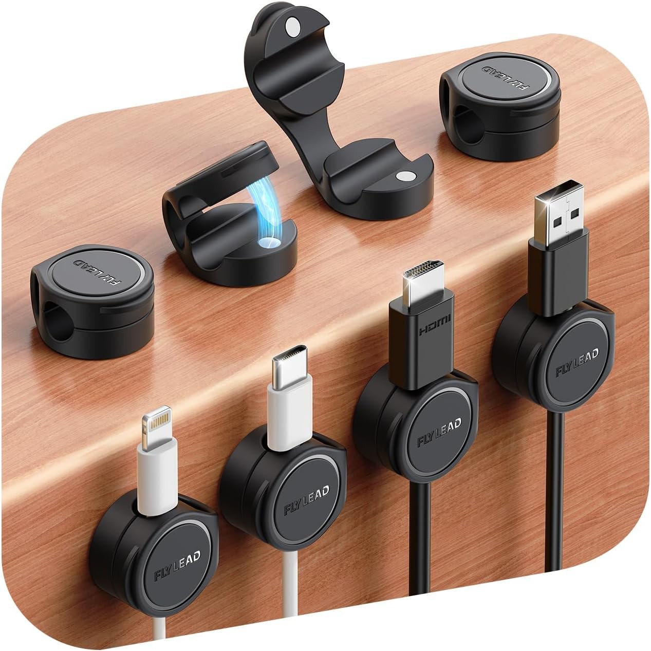 8-Pack Silicone Cord Organizer Magnetic Cable Clips, Adhesive | Resilient Yet