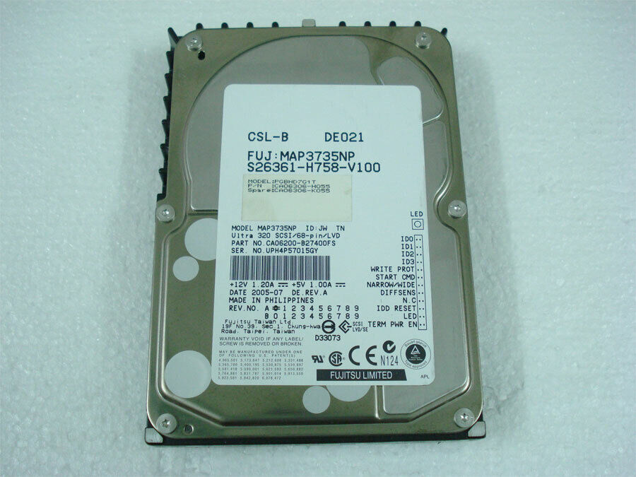 FUJITSU MAP3735NP 72.8GB 10K 68-pin SCSI hard drive 3.5 in HDD