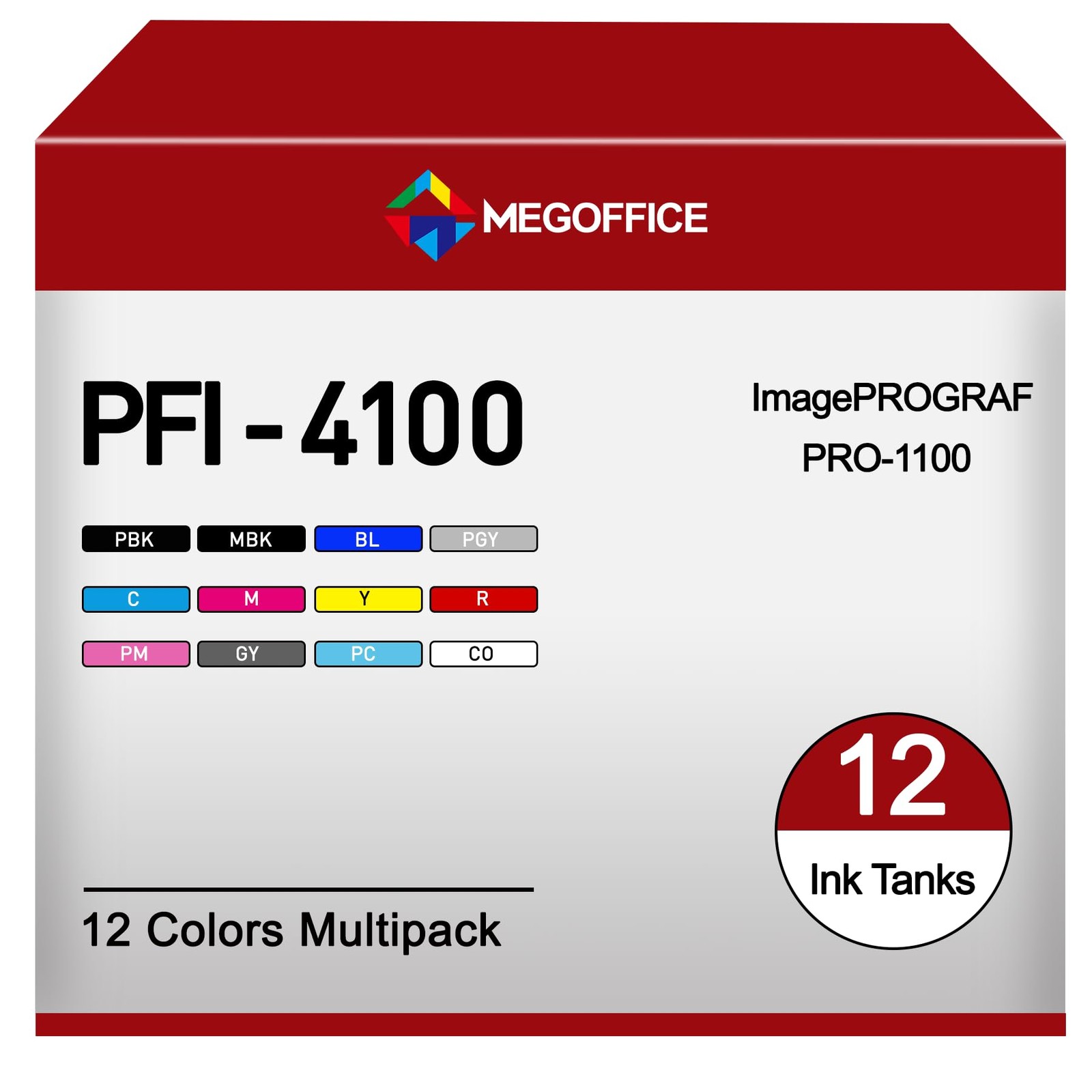 MEGOFFICE PFI4100 Ink Cartridge Replacement for High Yield, 12-pack