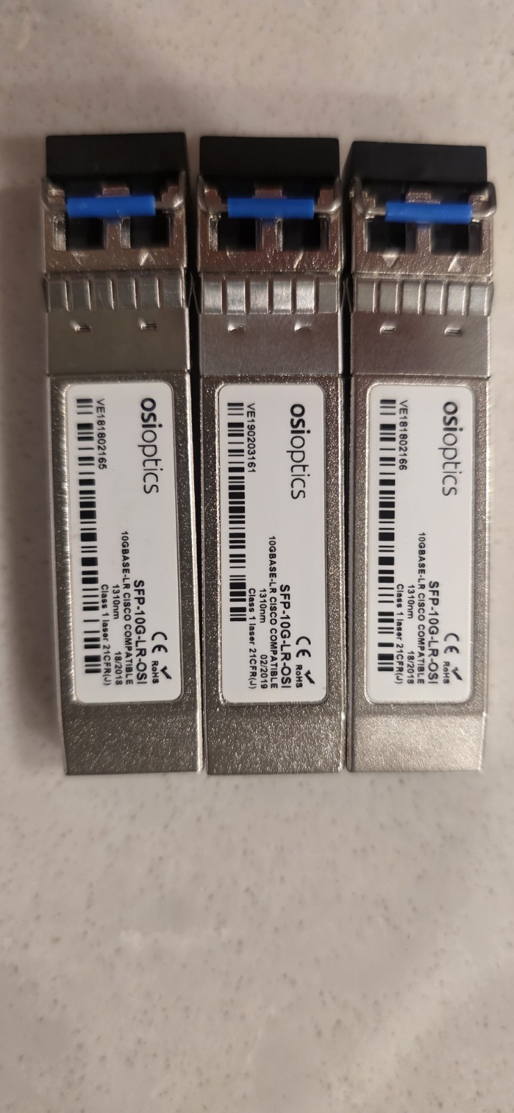 LOF OF 3 Transceivers Osioptics RoHs SFP-10G-LR OSI 1310nm - 